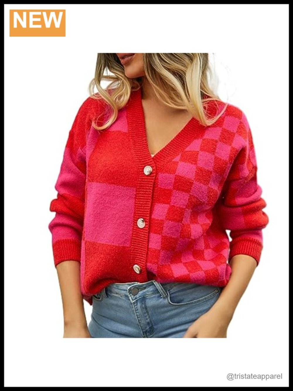 Women's Color Block Plaid Button Down Long Sleeve Cardigan
